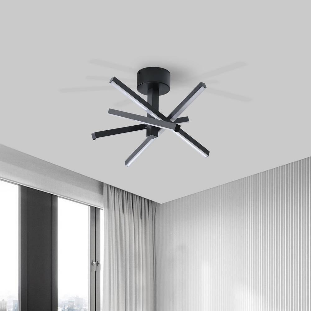Black Aluminum Modern LED Semi-Flush Mount Ceiling Light