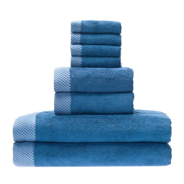BEDVOYAGE Luxury Viscose from Bamboo Cotton Towel Set - Indigo (2 Bath Towels, 2 Hand Towels, 4 Washcloths)