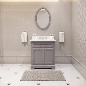 30 in. W x 21.5 in. D Vanity in Cashmere Grey with Marble Vanity Top in Carrara White, Mirror and Chrome Faucet