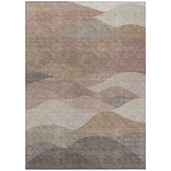 Chantille Machine Washable Indoor/Outdoor Abstract ACN2378 Mocha 5 ft. x 7 ft. 6 in. Area Rug