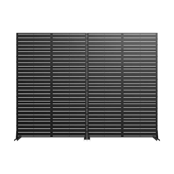 16 in. L x 94 in. W x 72 in. H Black Outdoor Rectangular Metal Galvanized Privacy Screen Fence Garden Panels