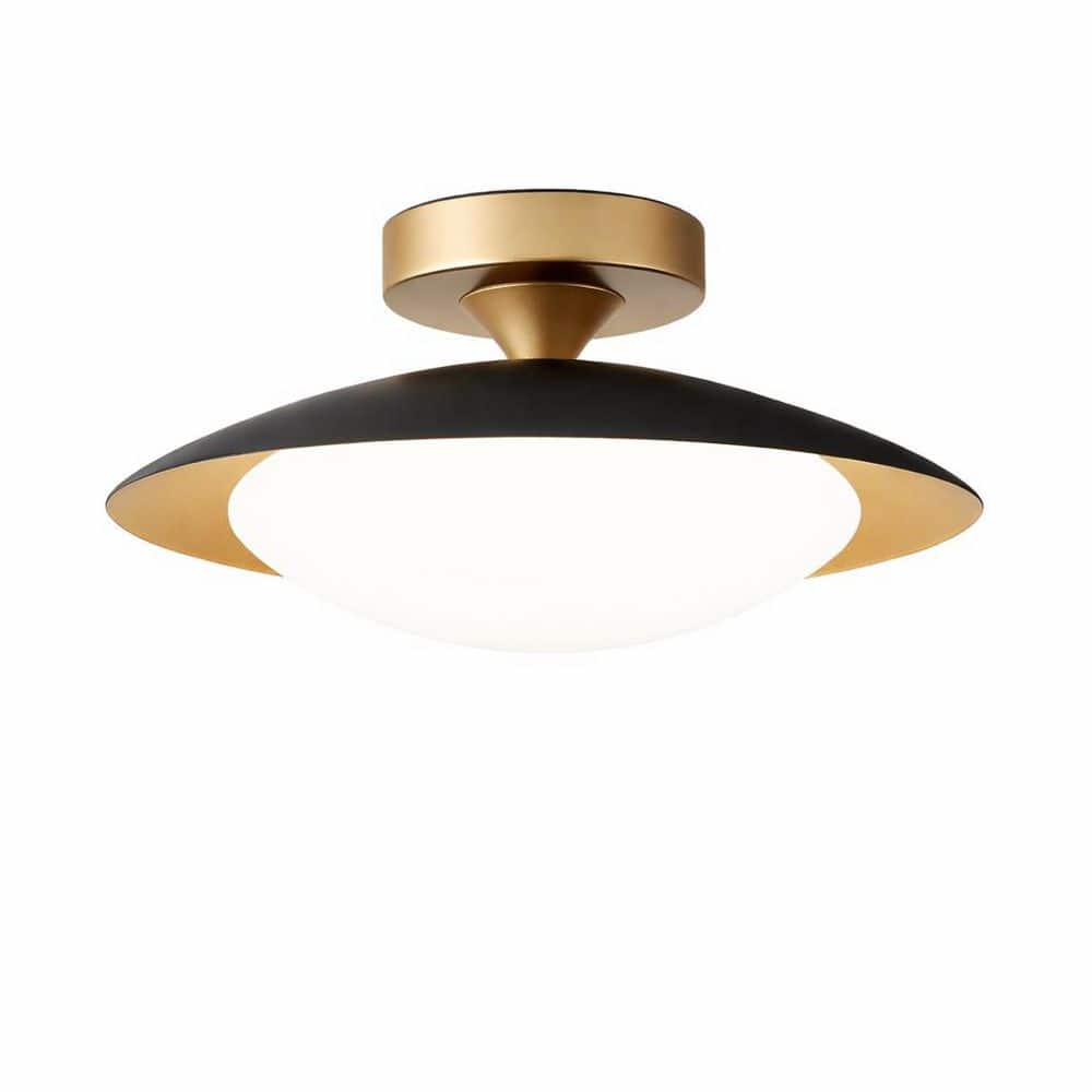12.6 in. 24 Watt Black Gold LED Flush Mount Ceiling Light with White Glass Shade, 5CCT 2700K-6000K‎‎, 1800 Lumen price history on PriceWatchPro