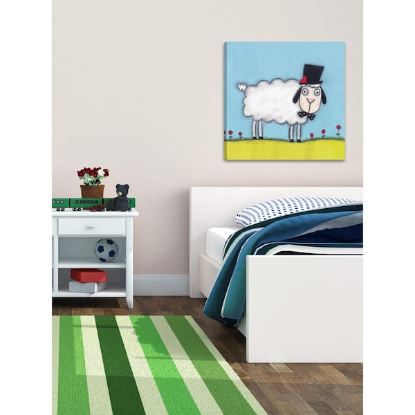 Unbranded 18 in. H x 18 in. W "Sheep with Hat" by Tatijana Lawrence Printed Canvas Wall Art