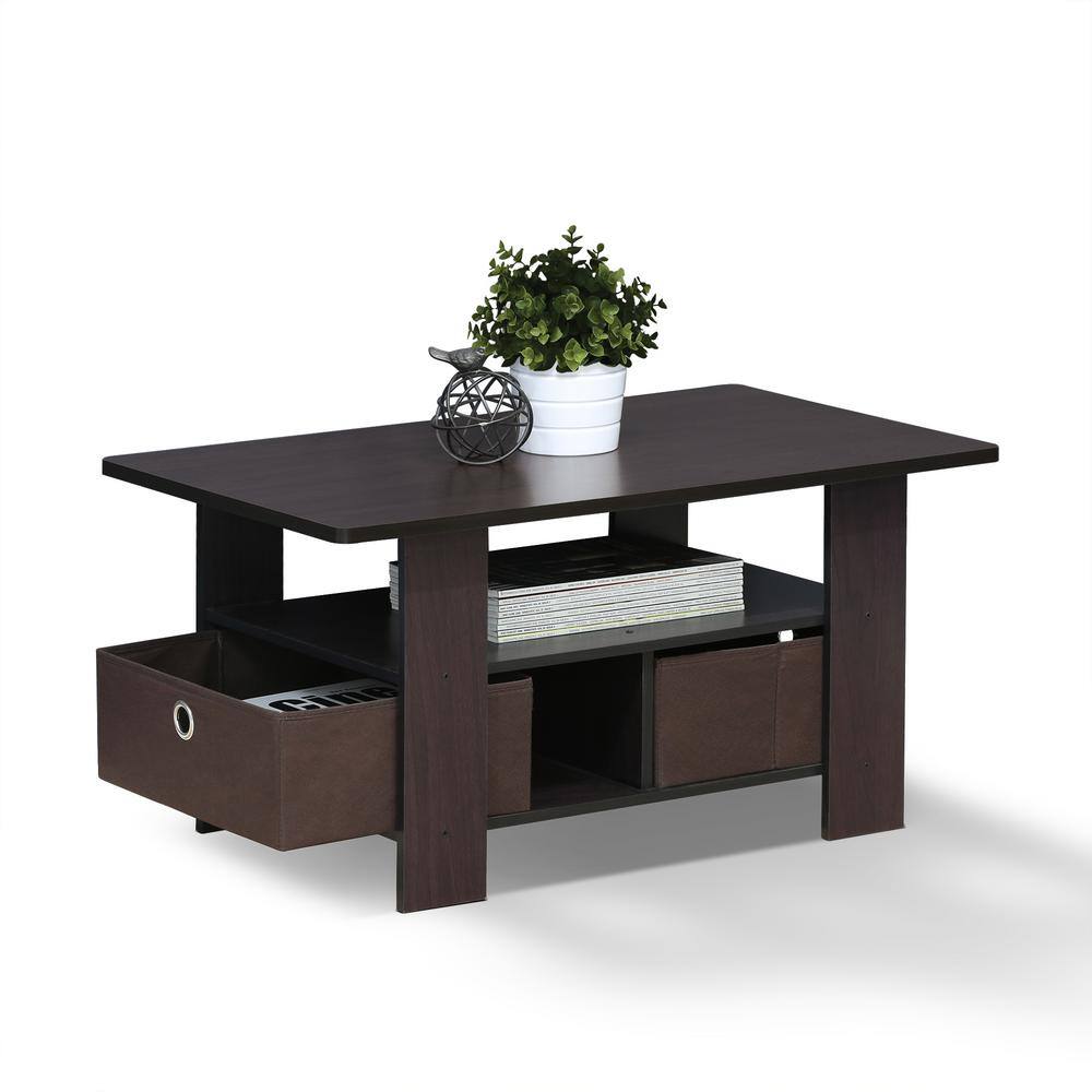 Andrey Dark Walnut Rectangular Coffee Table with Storage Bin