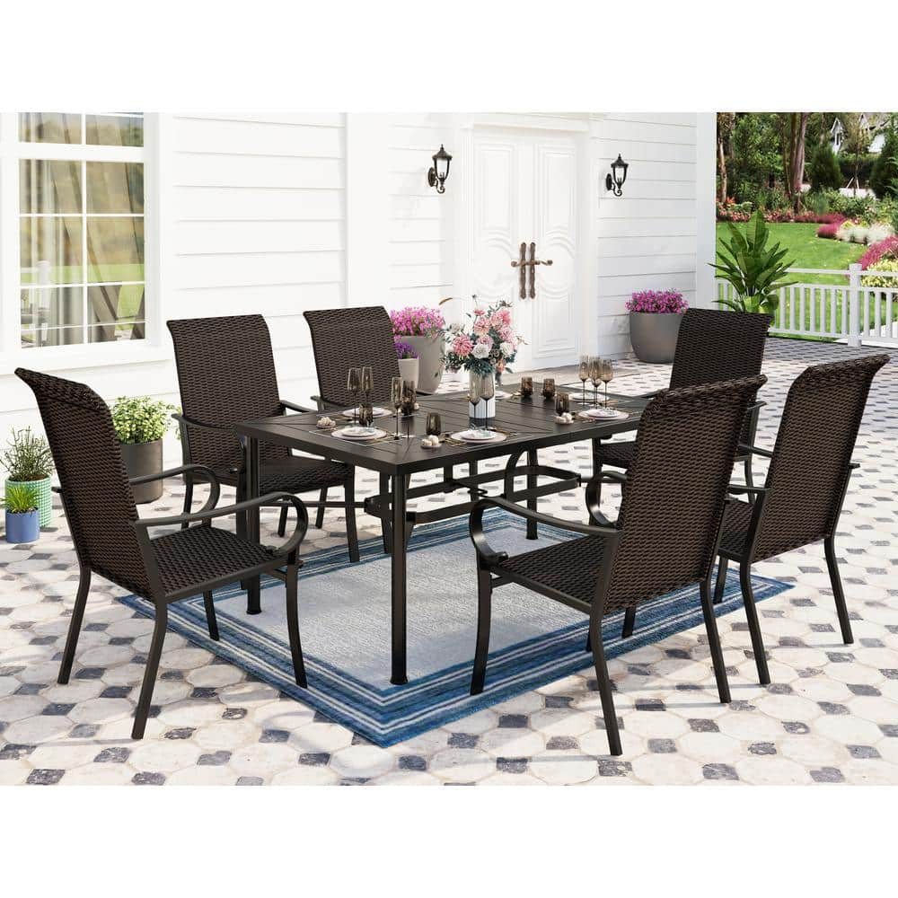 curved rattan dining set