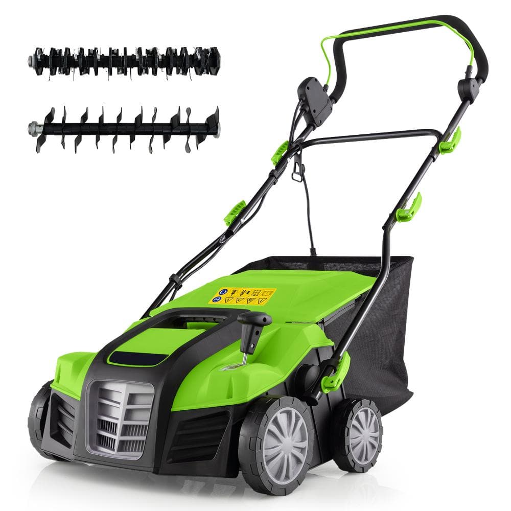 16 in. 2-in-1 Electric Lawn Dethatcher and Scarifier 16 in. with 14.5 Gal. Collection Bag, Green price history on PriceWatchPro