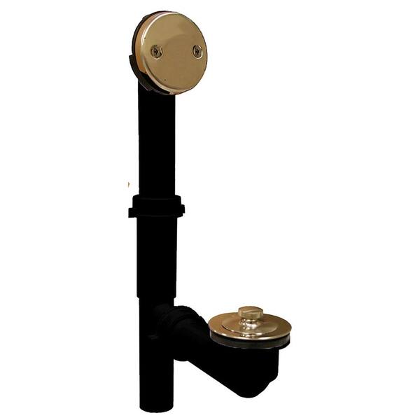 JONES STEPHENS Lift and Turn 1-1/2 in. Heavy Walled ABS Tubular 2-Hole Bath Waste and Overflow Tub Drain Full Kit in Satin Nickel
