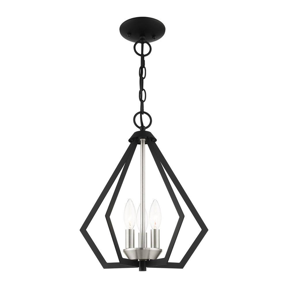 Prism 3-Light Black Brushed Nickel Mini Chandelier for Indoor/Outdoor