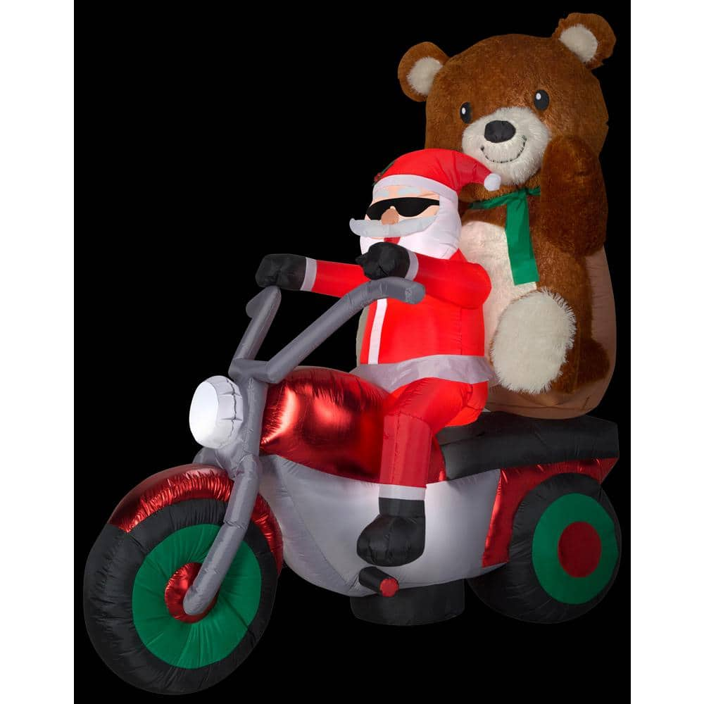 Airblown 6.5 ft. Inflatable Christmas Mixed Media Santa with Teddy Bear on  Motorcycle G-111300 - The Home Depot