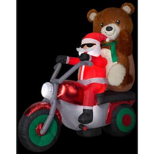 6.5 ft. Inflatable Christmas Mixed Media Santa with Teddy Bear on Motorcycle