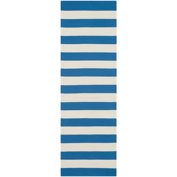 SAFAVIEH Montauk Blue/Ivory 2 ft. x 9 ft. Striped Runner Rug