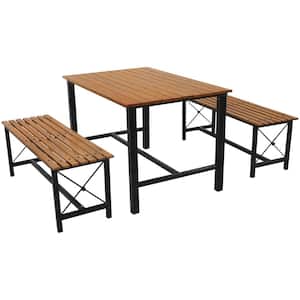 European Chestnut Outdoor Dining Table and Benches