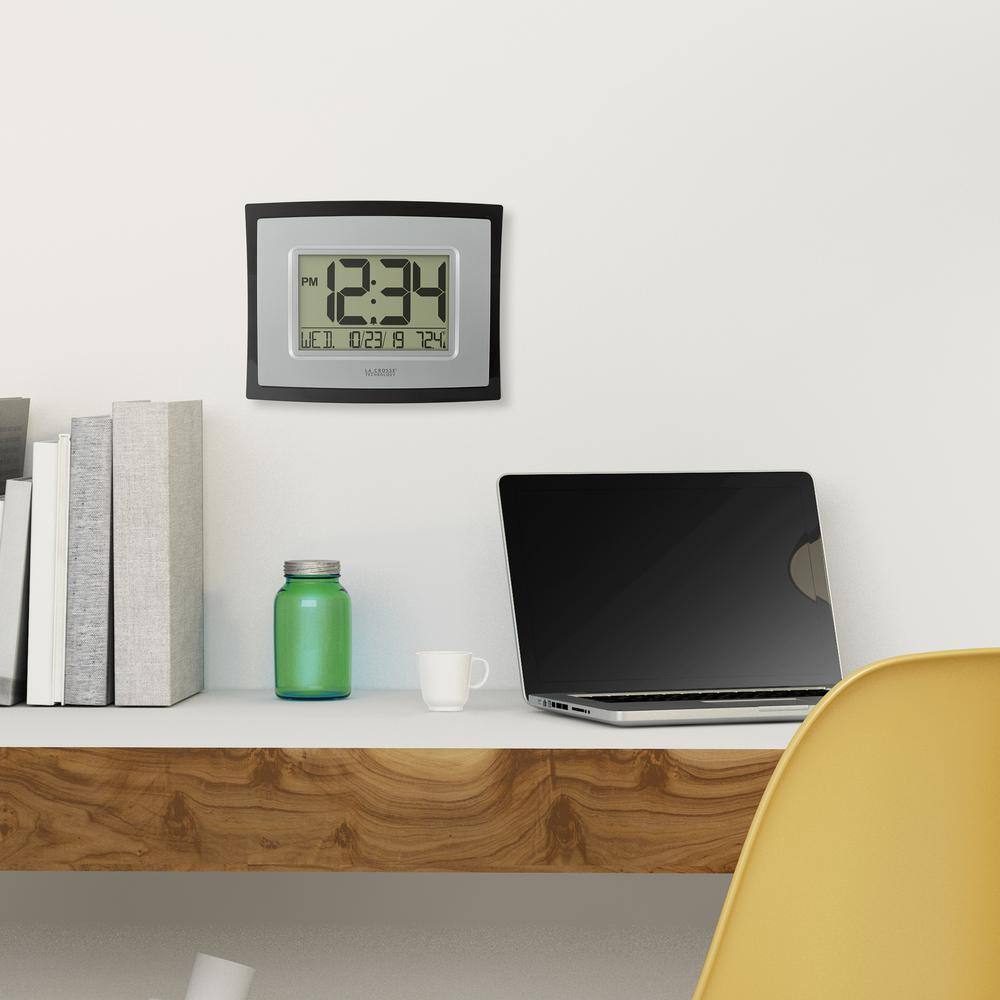 8.7" Black and Silver Digital Indoor Wall Clock