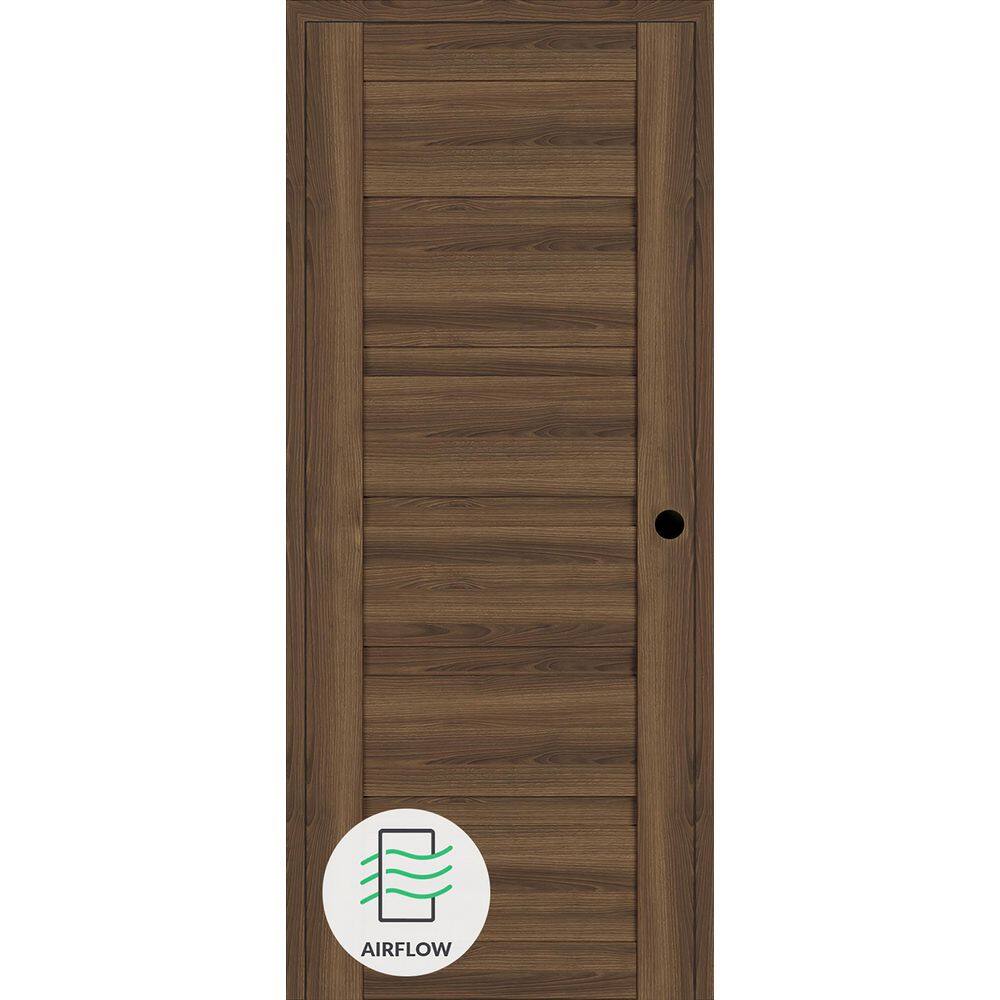 Louver N DIY-Friendly 32 in. х 80 in. Left-Hand Pecan Nutwood Solid Composite Core Wood Single Prehung Interior Door price history on PriceWatchPro