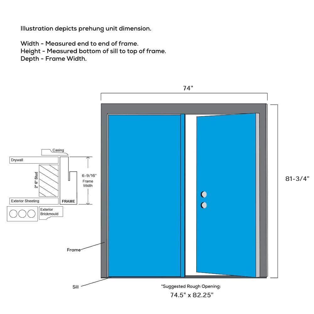 Classic White Double Door Primed Steel Exterior Prehung