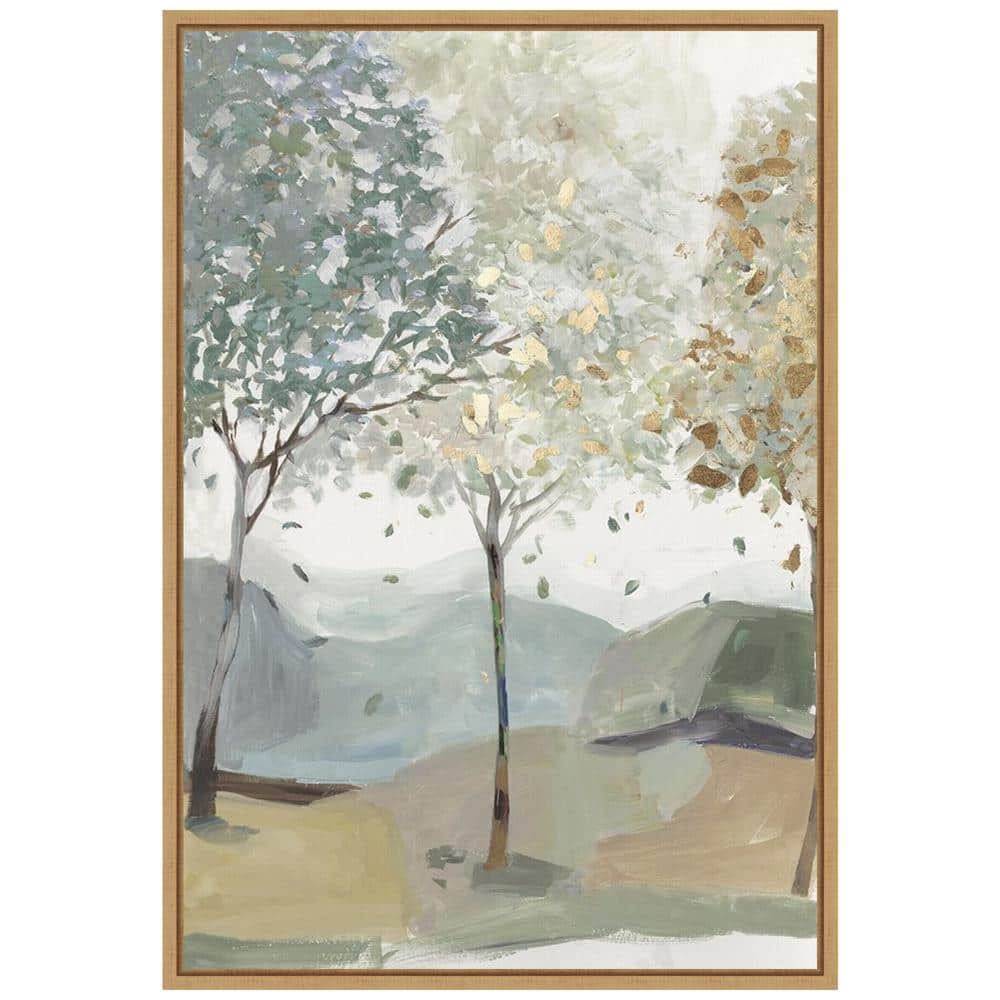 Breezy Landscape Trees III Canvas Print with Maple Frame