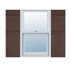 14 in. x 58 in. Lifetime Vinyl Custom Four Board Joined Board and Batten Shutters Pair Federal Brown