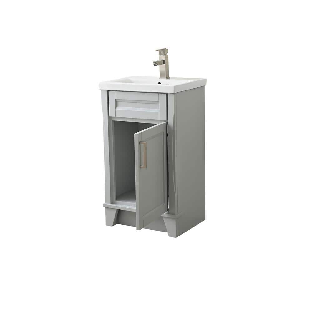 20" Light Gray Single Sink Vanity with White Ceramic Top