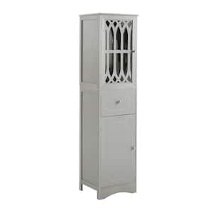 Gray Tall Bathroom Cabinet, Freestanding Storage Cabinet with Drawer and Doors, Acrylic Door, Adjustable Shelf,