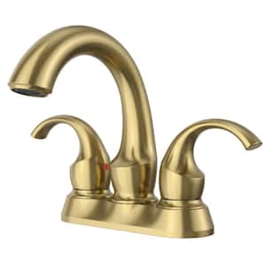 4 in. Centerset 2-Handle Bathroom Faucet With Drain Kit Included in Brushed Brass