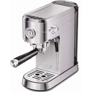 Stainless Steel Espresso Coffee Machine with Milk Frother, 20 Bar Pump, Compact, Semi-Automatic, Home Use
