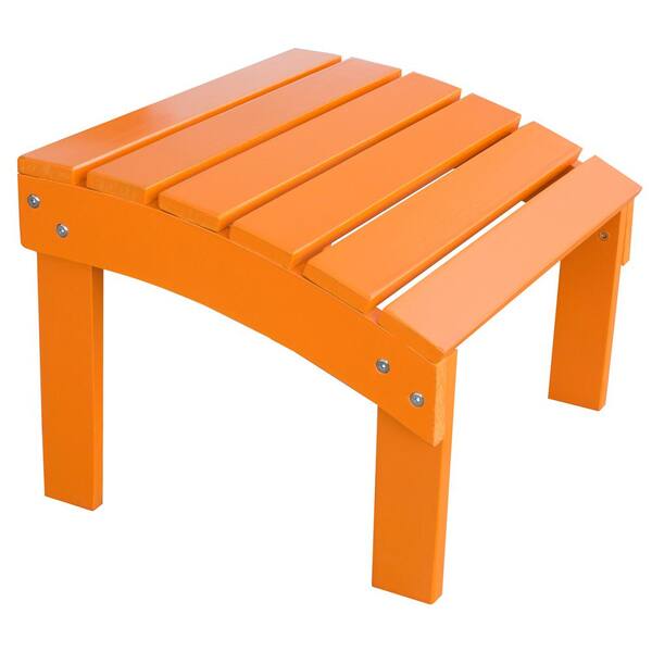 AmeriHome Tangerine Orange Wood Outdoor Ottoman Footrest with Weather-Tough Paint Finish