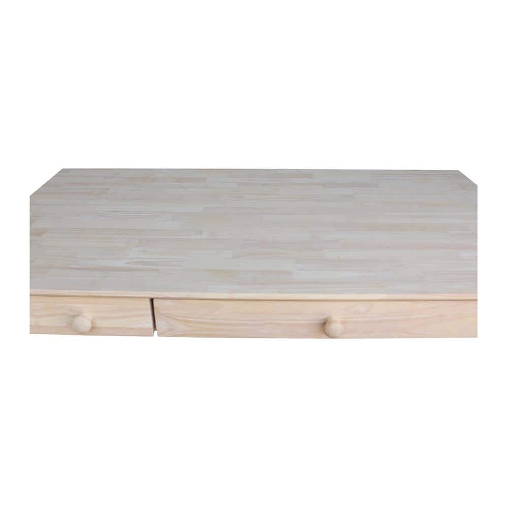 Natural Wood Rectangular Desk with Flip Down Drawer