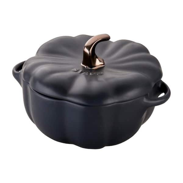 Ceramic 24-oz Pumpkin Cocotte - Matte Black, no stovetop save