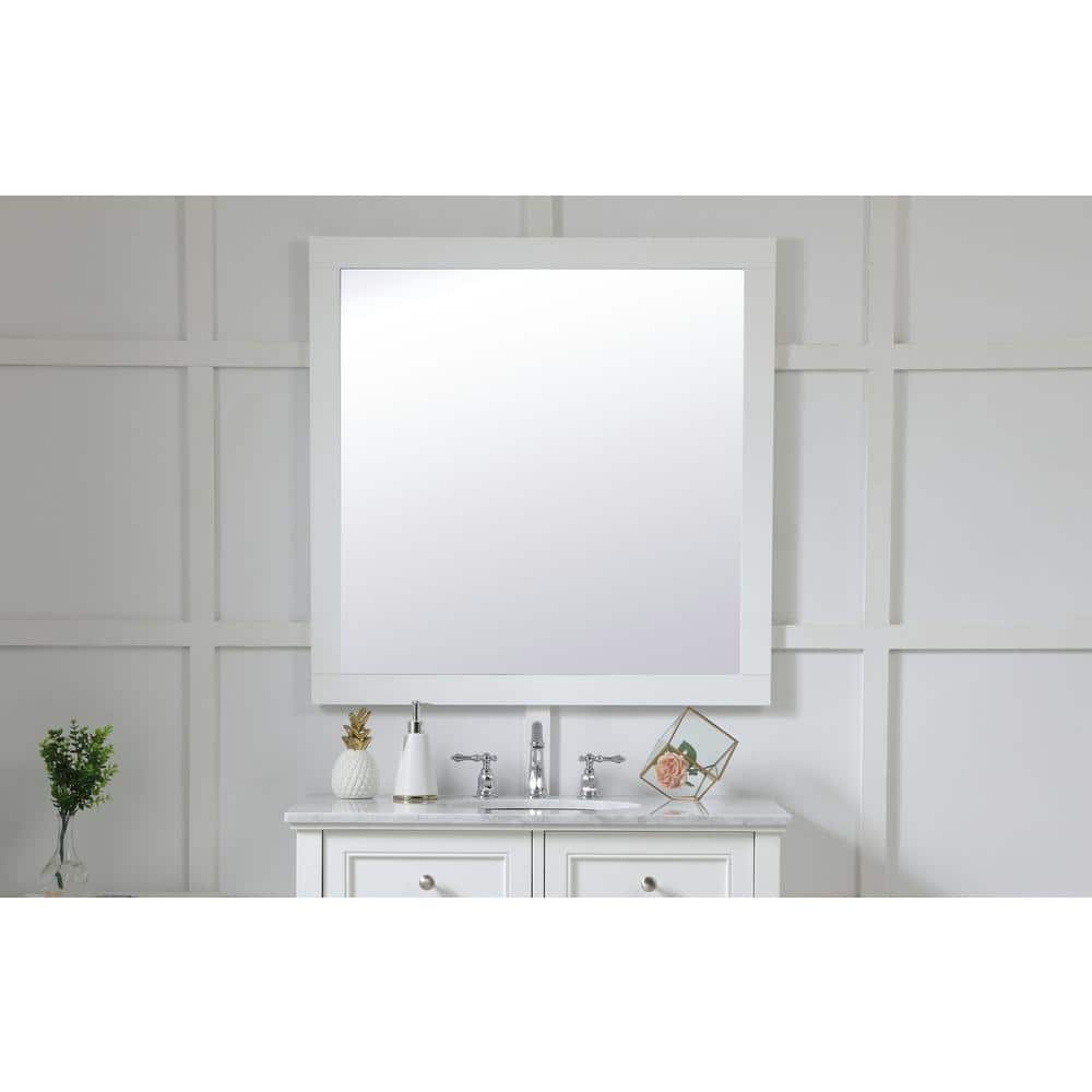 36in H x 36in W Square White Vanity Mirror