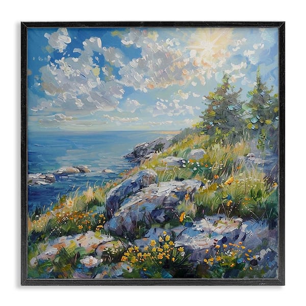 Stupell Industries Cliffside Sea View by LSR Design Studio Black Framed Nature Giclee Art Print 24 in. x 24 in.