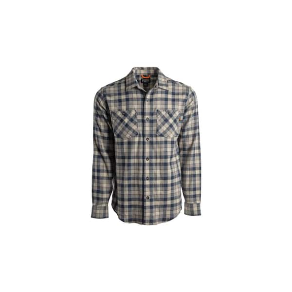 Timberland PRO Woodfort Men's 2XL Eclipse Littleton Plaid Flex Flannel Button Down Work Shirt