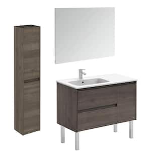 Ambra 35.6 in. W x 18.1 in. D x 32.9 in. H Bathroom Vanity Unit in Samara Ash with Mirror and Column
