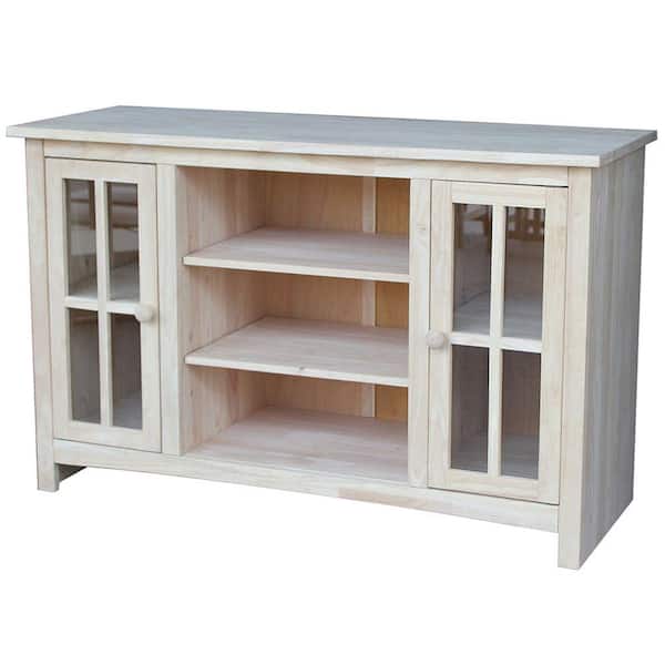 International Concepts 48 in. Unfinished Wood TV Stand Fits TVs Up to 50 in. with Storage Doors