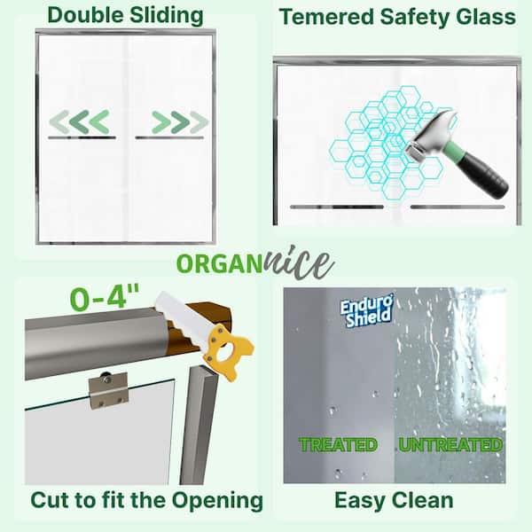 56 in.-60 in. W x 72 in. H Sliding Framed Shower Door in Chrome with Clear Glass