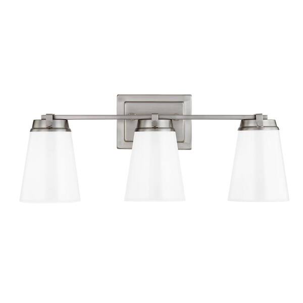 DSI LIGHTING 3-Light Brushed Nickel Vanity Light Opaque Glass Shade