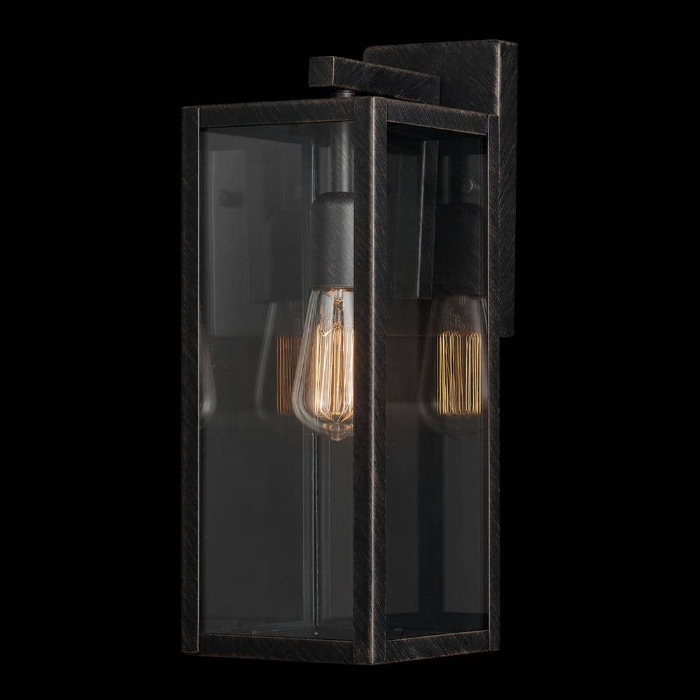 Bowery Brushed Dark Bronze Lantern Wall Sconce with Clear Glass