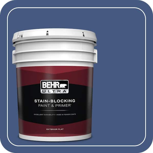 BEHR ULTRA 5 gal. #M540-7 Optimum Blue Flat Exterior Paint & Primer