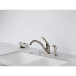 Classic Single-Handle Standard Kitchen Faucet with Side Sprayer in Stainless