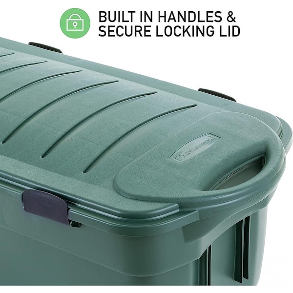 Rubbermaid ECOSense 40 Gal Wheeled Storage Totes w/ Lids, Eco Green, 2-Pack  RMRT450005 - The Home Depot