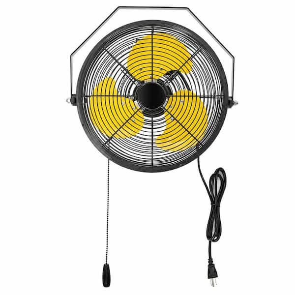 12 in. 2500 CFM Yellow Wall Mounted Fan, 3-Speed High Velocity