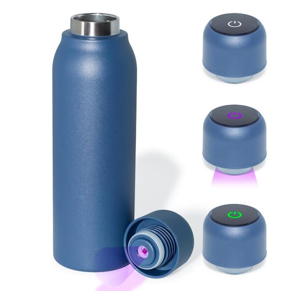 Lexi Home 14 oz. Blue Stainless Steel Insulated Self-Cleaning Water Bottle w/UV Water Purifier