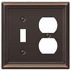 Ascher 2 Gang 1-Toggle and 1-Duplex Steel Wall Plate - Aged Bronze