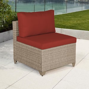 Maui Metal Outdoor Sectional with Crimson Cushions