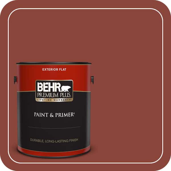 BEHR PREMIUM PLUS 1 gal. #ECC-46-3 Red Hawk Flat Exterior Paint & Primer