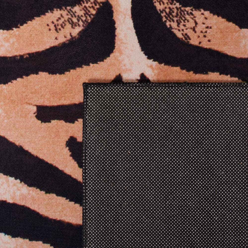 6' x 6' Square Black and Light Orange Faux Fur Rug