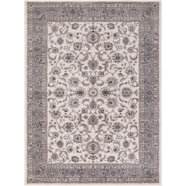 Kashan Bergama Ivory 3 ft. x 5 ft. Area Rug