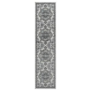 Alexandria Laine Taupe/Gray 2 ft. 6 in. x 10 ft. 3 in. Transitional Medallion Runner Rug