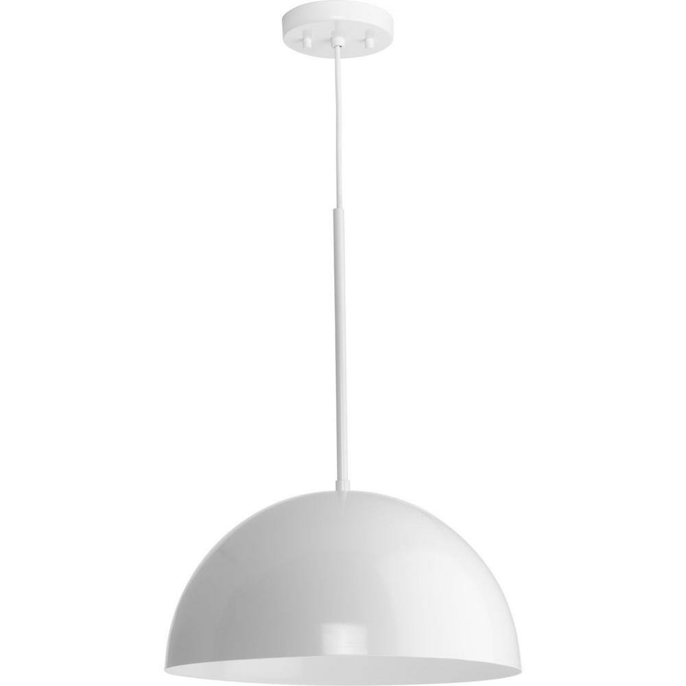Elegant Brushed Nickel Bowl Pendant with White Dome Shade
