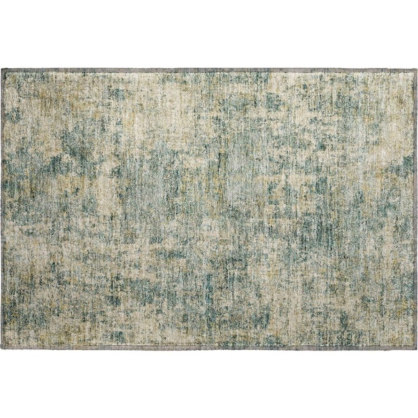 Mayfield Premium Machine Washable Abstract AMF2061 Aloe 2 ft. x 3 ft. Accent Rug