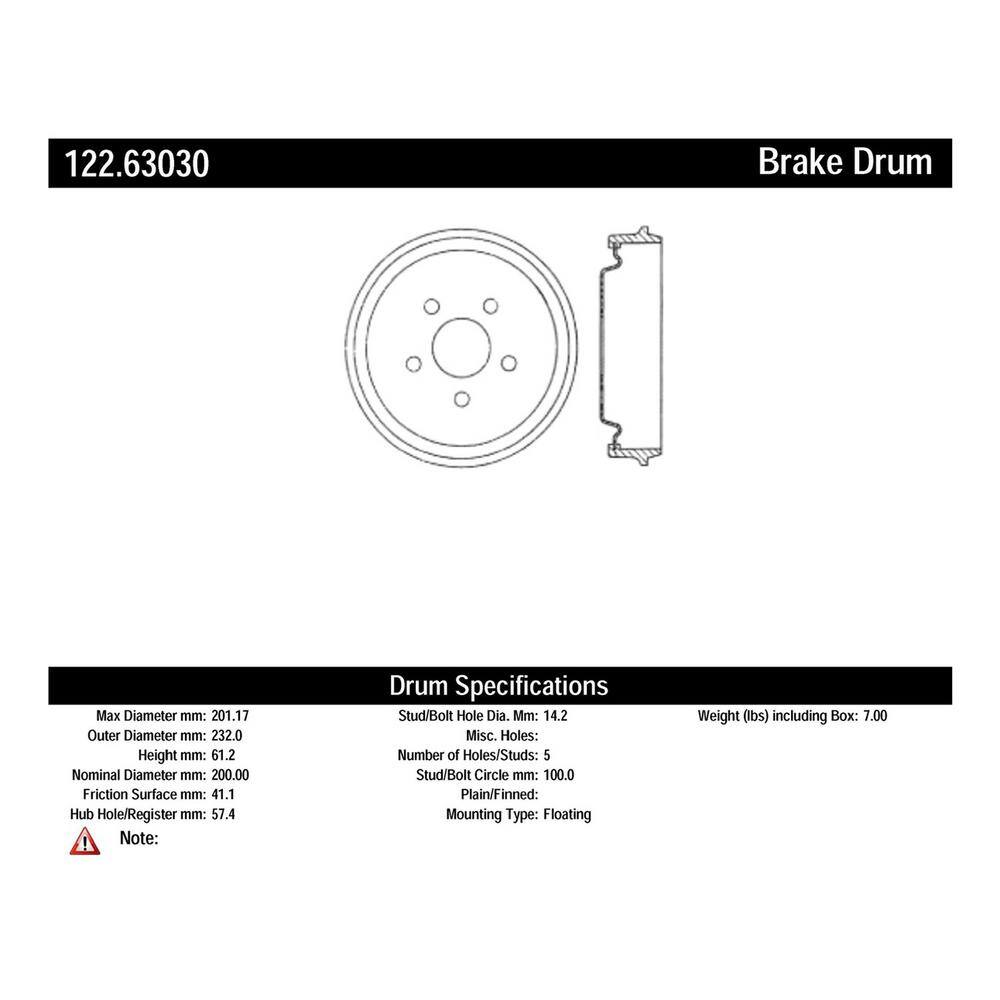 Centric Parts Brake Drum 122.63030 The Home Depot